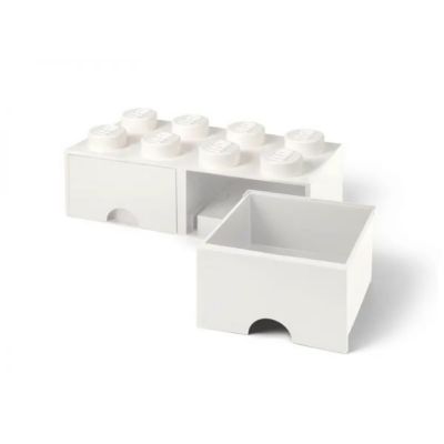 Brique de Rangement LEGO 2 tiroirs 8 picots - Blanc
