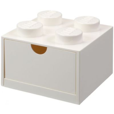 Petite Brique de Rangement LEGO 1 tiroir 4 picots - Blanc