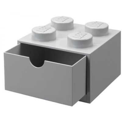 Petite Brique de Rangement LEGO 1 tiroir 4 picots - Gris