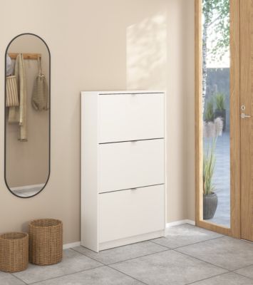 Meuble rangement chaussures 3 niveaux blanc l.70,3 x H.123,6 x P.24,05 cm