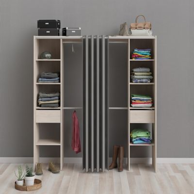 Kit dressing avec rideau Komet effet chêne H. 200 x L. 180 x P. 50 cm