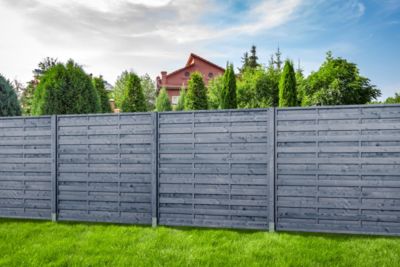 Panneau droit de clôture en bois anthracite ép.25 mm L 180 x H.180 cm