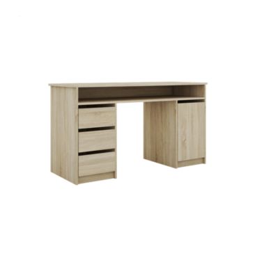 Bureau avec tiroirs et porte effet chêne l. 138 x H. 75 x P. 50 cm Szynaka Meble Elise - Szynaka Meble
