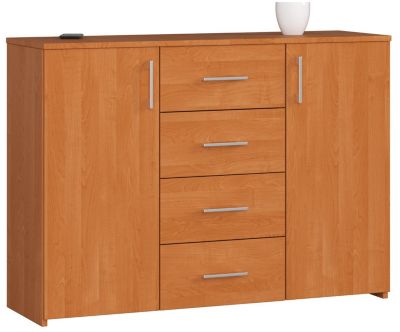 Commode AKORD K45 Aulne 110 cm 2 portes 4 tiroirs façade Aulne 4 étagères 110x35x80 cm