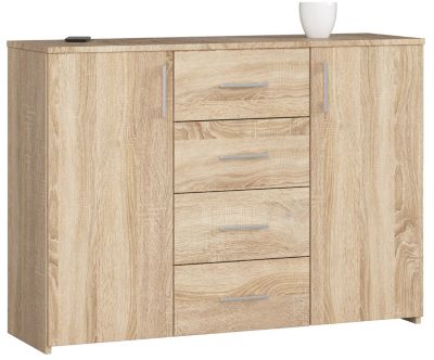 Akord Furniture Factory Commode AKORD K45 Chêne Sonoma 110 cm 2 portes 4 tiroirs façade Chêne Sonoma 4 étagères 110x35x80 cm Marron - vue 2