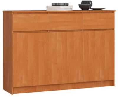 Akord Furniture Factory Commode AKORD K140 Aulne 138 cm 3 portes 3 tiroirs façade Aulne 6 étagères 138x40x99 cm - vue 2