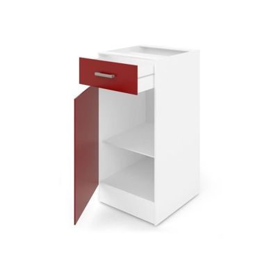 Meuble bas cuisine ULTRA 40 cm rouge mat avec plan de travail