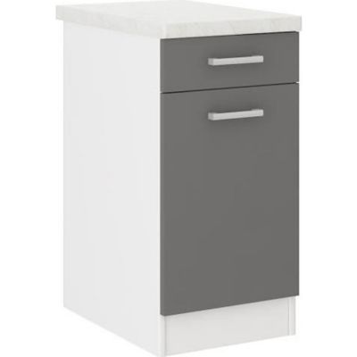 Meuble bas de cuisine ULTRA 40 cm avec plan de travail Gris mélaminé