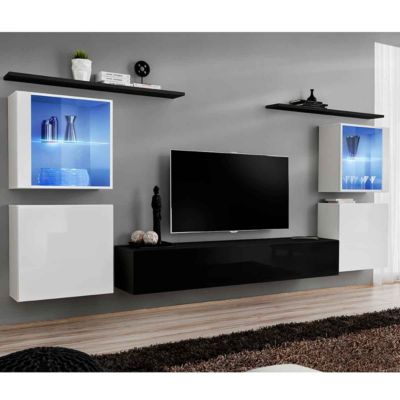 Paris Prix Meuble TV Mural Design "Switch XIV" 320cm Blanc - vue 2