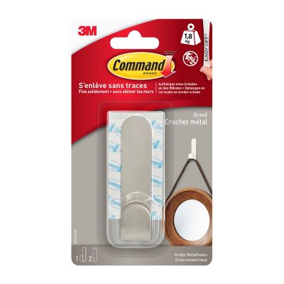 Grand crochet métal moderne Command 1 crochet + 2 languettes