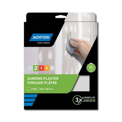Feuilles abrasives pour plâtre Norton 230 x 280, Grain 80 - 10 feuilles