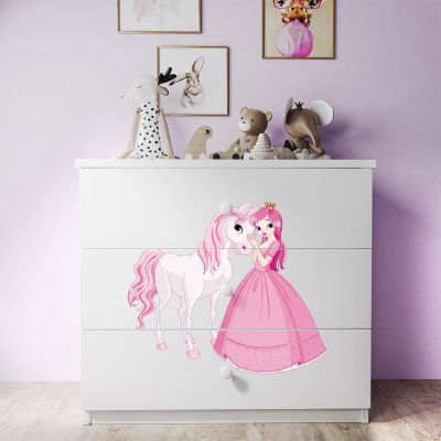 Petits-Meubles Commode 3 tiroirs Kocot Kids Babydream La princesse et le cheval