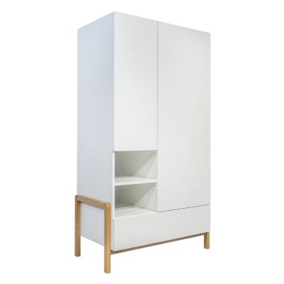 Armoire 2 portes 1 tiroir Kocot Kids Victor - Blanc et Chêne