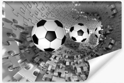 Vlieseline Papier Peint Photo Pour Chambre D'Adolescent TUNNEL Football Puzzle Abstraction 3D 90cm x 60cm