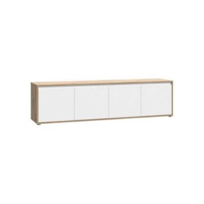Meuble TV SKELPE Preisbrecher SKELPESXPT142M9 4 portes 188,3 x 42 x 49,7 cm blanc mat chene