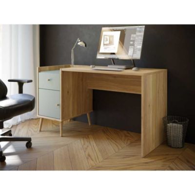 Bureau droit WHENUA FORTE chene et vert sauge 139,6 x 77,3 x 60 cm