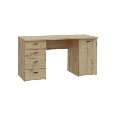 Bureau Goldsboro FORTE 145.2x60x75.3 cm chene artisan noir 4 tiroirs