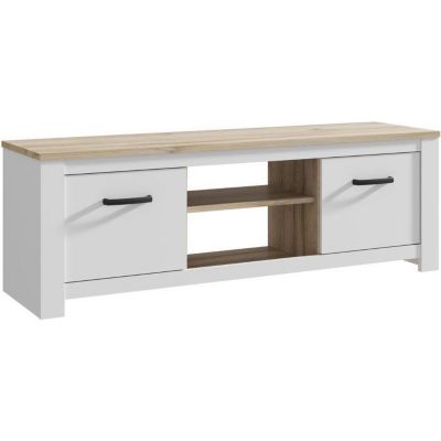 Meuble TV - ELARA - Chene / Blanc mat - 161,4 x 42,2 x 54,1 cm