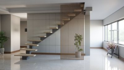 Tasseau Claustra MDF revêtu papier imprimé chêne l.123 x L.280 cm