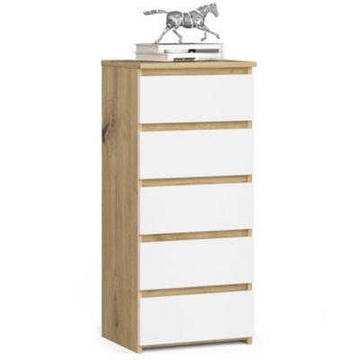 Akord Furniture Factory Commode AKORD CL5 Chêne Artisan 40 cm 5 tiroirs façade Blanche 40x35x92 cm Blanc - vue 2