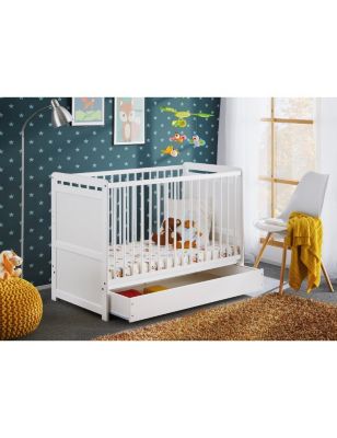 Berceau en bois de pin avec tiroir TYMEK PLUS 67x124 x H 56,90 cm-Avec matelas-67.00 --124.00 --67.00