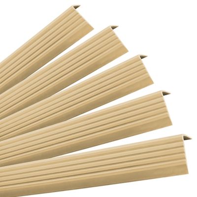 5x Nez de marche PVC antidérapant 40x25 mm QUEST, profil autocollant avec rainures, 100 cm, crème