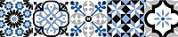 6 bandes adhésives motif Azulejos L.4,8 x H.195 x l.0,4cm - bleu et noir
