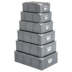 6 boîtes coin métal "Croco" gris - Gris- 5five