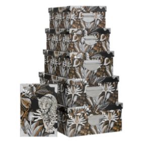 6 boîtes coins panthère - Noir et blanc- 5five