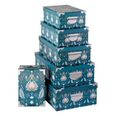 6 boîtes de rangements Box' bleu 48x33,5cm - Pétrole- 5five