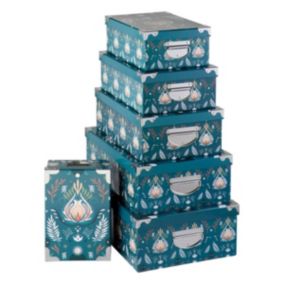 6 boîtes de rangements "Box'" bleu 48x33,5cm - Pétrole- 5five