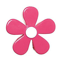 6 boutons de meuble Fleur résine fuschia 4,1 x 2,4 cm