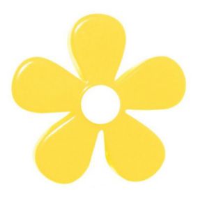 6 boutons de meuble Fleur résine jaune 4,1 x 2,4 cm