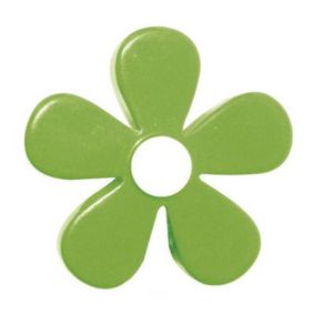 6 boutons de meuble Fleur résine vert 4,1 x 2,4 cm