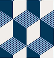 6 carreaux adhésifs motif cube 3D raye L.15 x H.15 x l.0,4cm