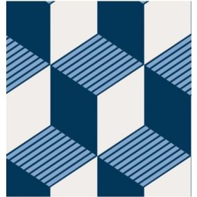 6 carreaux adhésifs motif cube 3D raye L.15 x H.15 x l.0,4cm