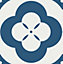 6 carreaux adhésifs motif fleur bleue blanche L.15 x H.15 x l.0,4cm