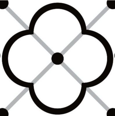 6 carreaux adhésifs motif grande fleur noire et blanche L.15 x H.15 x l.0,4cm