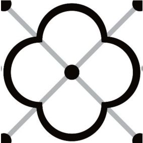 6 carreaux adhésifs motif grande fleur noire et blanche L.15 x H.15 x l.0,4cm