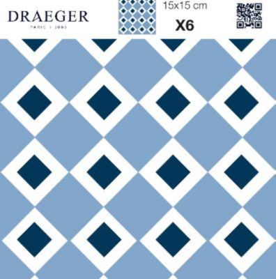 6 carreaux adhésifs motif mini losanges bleus L.15 x H.15 x l.0,4cm