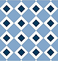 6 carreaux adhésifs motif mini losanges bleus L.15 x H.15 x l.0,4cm