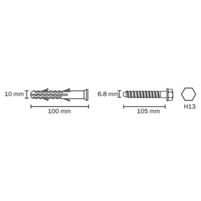 6 chevilles d'expansion Diall nylon pour cadres CSHX 10x100mm