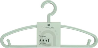 6 Cintres enfant en plastique vert H.13 x L.28 cm