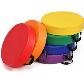 6 Coussins de Sol en Simili Cuir et Mousse pour Enfants Coussins de Chaise Multicolore avec Poignée pour Rangement Facile