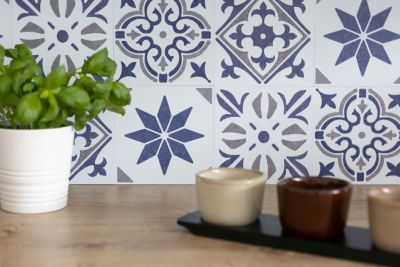 d-c-fix 6x dalle PVC adhesive murale Gris foncé 15x15 cm - stickers carrelage pour crédence cuisine, salle de bain - décoratif autocollant carreaux muraux
