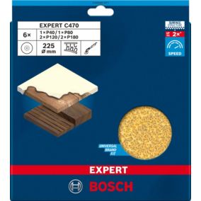 6 disques abrasifs Bosch Expert C470 ⌀225mm grain 40/80/120/180
