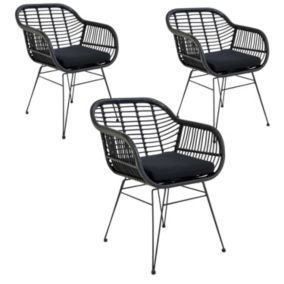 6 Fauteuils de jardin noirs TRIESTE