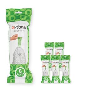 Sac poubelle 40/45 litres à liens coulissants Brabantia L blanc - 10 sacs  sur