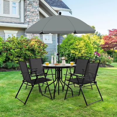 GOPLUS 4 Pcs Ensemble De Salon De Jardin Avec 3 Chaises En Textilène,et