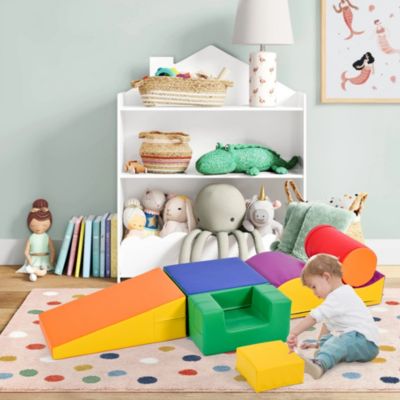 6 Pièces Aire de jeux Blocs De Construction Géants Souples , Modules Courir Et Grimper, PU - orange